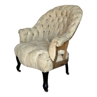 French Napoleon III Armchair With Diamond Tufting For Sale