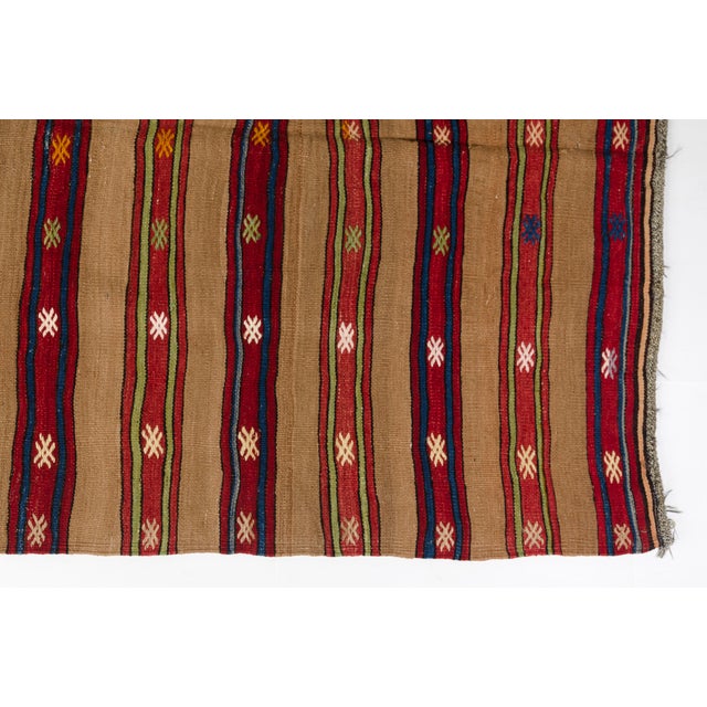 1960s Handwoven Striped Tribal Rug With Small Motifs For Sale - Image 6 of 10