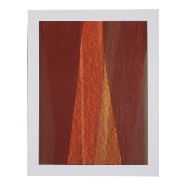 Original Abstract Painting on Paper in Burnt Sienna, Amber, and Rust Tones by Artist Casey R Klein For Sale