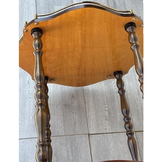 Brown Mid-Century Italian Hollywood Regency Italian Marquetry Masonic Bar Cart With Brass Gallery For Sale - Image 8 of 8