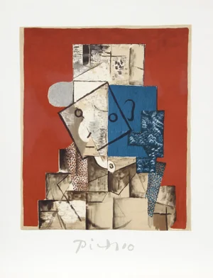1980s "Visage sur Fond Rouge" Lithograph After Pablo Picasso