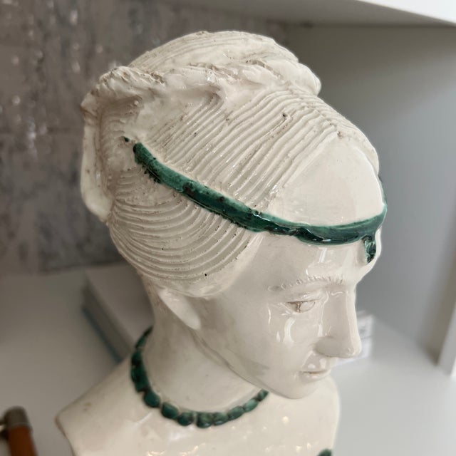 Vintage Hand Crafted Italian Ceramic Bust of a Woman For Sale - Image 4 of 8