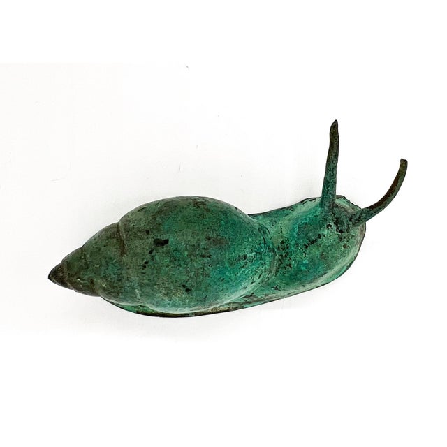 Verdigris Vintage Cast Iron Sea Snail Sculpture With Verdigris Patina – Garden / Cottagecore / Whimsical For Sale - Image 8 of 10