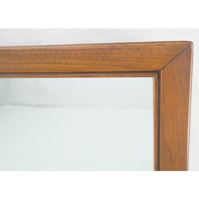 Late 20th Century Solid Walnut 31x45 Rectangle Frame Mid Century Modern Wall Mirror MINT For Sale - Image 5 of 11