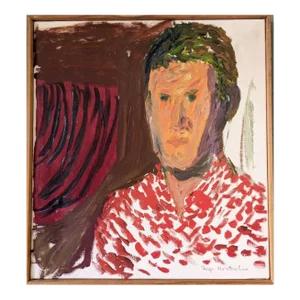Mid-Century Modern Swedish Framed Portrait "Paul", Oil Painting