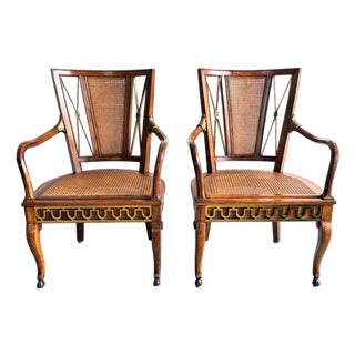 Early 20th Century Neoclassical Mahogany Armchairs—A Pair For Sale