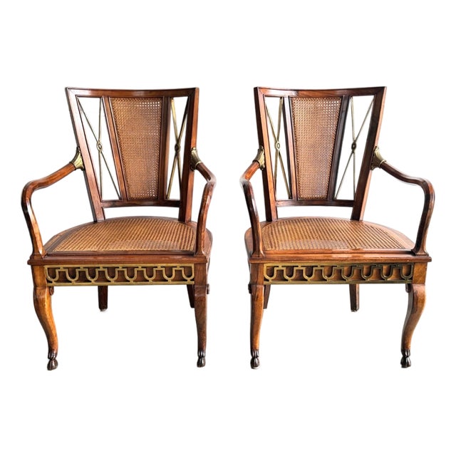 Early 20th Century Neoclassical Mahogany Armchairs—A Pair For Sale