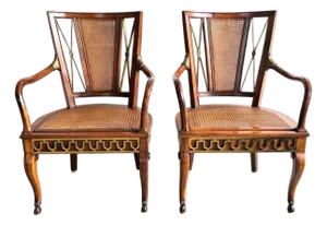 Early 20th Century Neoclassical Mahogany Armchairs—A Pair