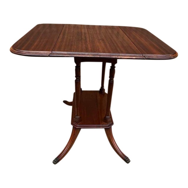 Early 20th Century Antique Regency Style Mahogany Drop Leaf Side Table For Sale