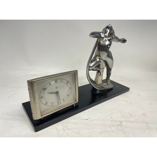 Metal Liberty Clock with Metal Sculpture, 1920s For Sale - Image 7 of 13