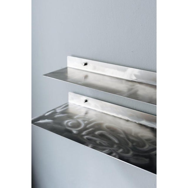 Large Wall Shelf in Brushed Stainless Steel by Form & Eisen For Sale - Image 4 of 18