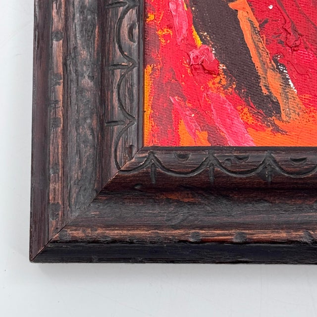 Paint Vintage Modern Expressionist Figural Painting of Two Women in Carved Frame - Signed “Mitchell.” For Sale - Image 7 of 12