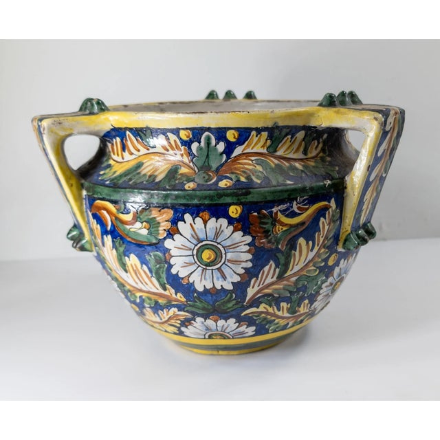 Mid-Century Italian Faience Majolica Pottery Jardiniere Planter For Sale - Image 10 of 18