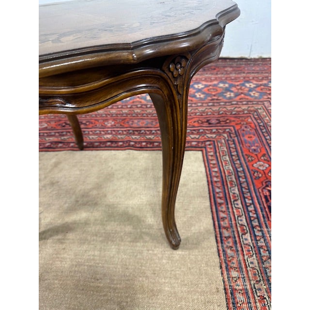 1980s Karges French Provincial Style Carved and Inlaid Side Table For Sale In New York - Image 6 of 8