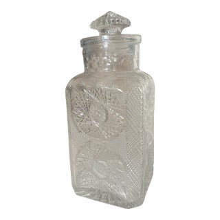 Large Antique Hand Etched Ornate American Brilliant Cut Cookie Biscuit Jar For Sale