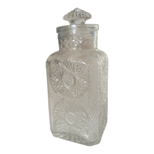 Large Antique Hand Etched Ornate American Brilliant Cut Cookie Biscuit Jar