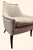 Custom Curved Barrel Upholstered Accent Chair in Neutral Check Fabric For Sale - Image 4 of 6