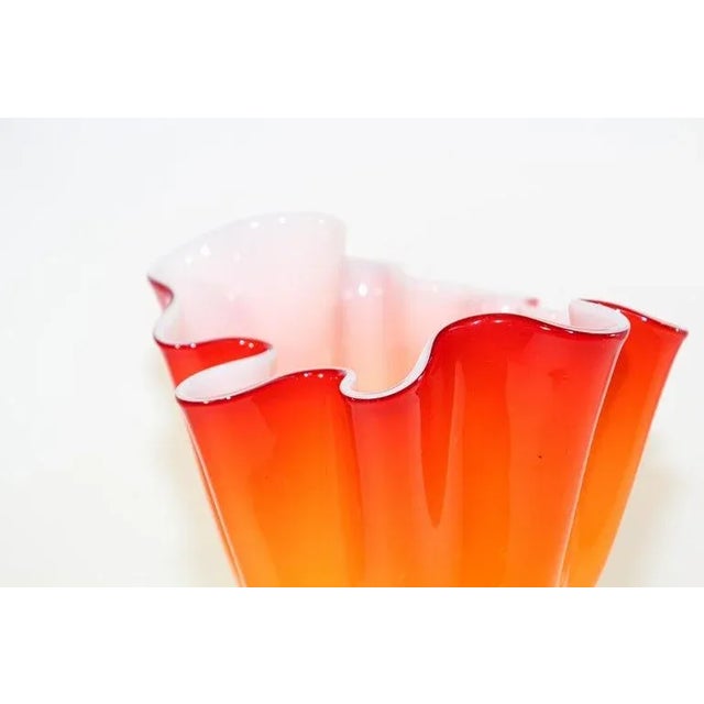 Mid 20th Century Mid 20th Century Murano Orange Freeform Handkerchief Footed Vase For Sale - Image 5 of 13