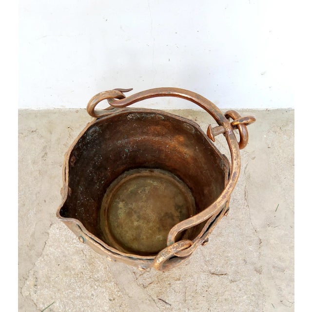 17th Century Antique Italian Wrought Iron and Copper Well Bucket For Sale - Image 5 of 13
