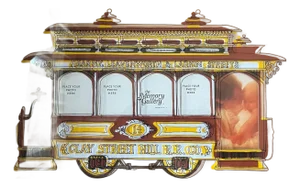 Vtg Lucid Lines Memory Gallery SF Cable Car Glass Art Photo Frame NOS 12x15