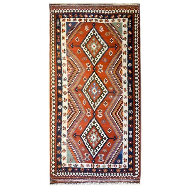 Textile Mid-20th Century Harsin Kilim Rug For Sale - Image 7 of 7