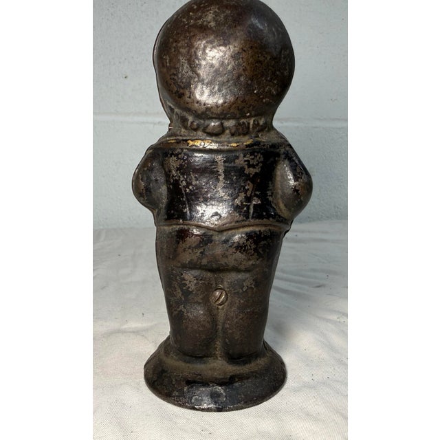 Black Rare Antique 19th Century 1880's Painted Cast Iron Middy Boy Coin Still Bank For Sale - Image 8 of 11