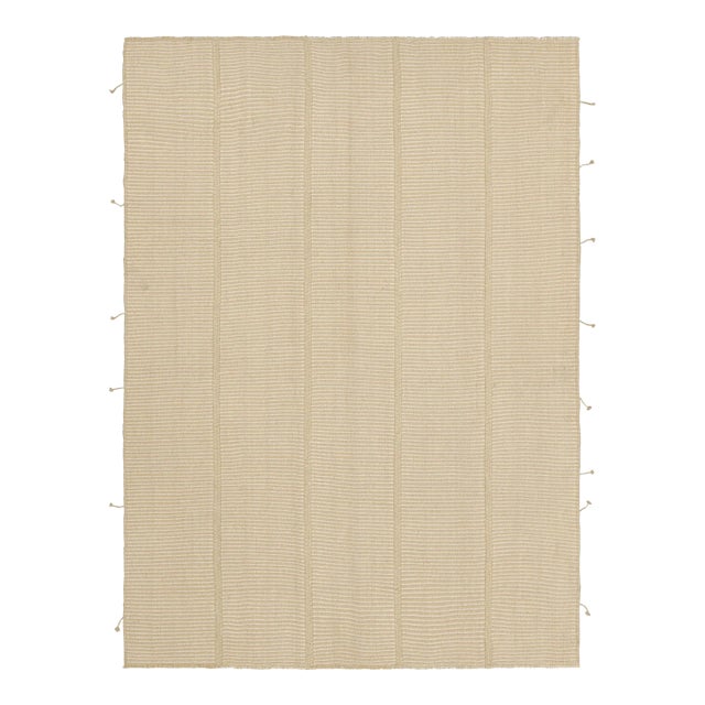 Rug & Kilim’s Contemporary Kilim in Cream White and Beige Textural Stripes For Sale