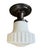 White 1920s Ribbed School House Style Light Fixture With Embossed Canopy For Sale - Image 8 of 9