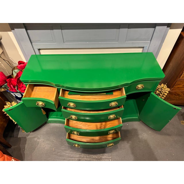 Vintage Green Lacquered Sideboard For Sale - Image 9 of 9