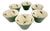 Asian Modern Bat Trang Vietnamese Ramen/Pho/ Rice Bowls With Hand Painted Dragonflies Celadon Carved Accents and Chopstick Rests - Set of 6 For Sale