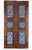 Paired tile designs in cobalt, turquoise and green set in an old wooden door Comprising ten tiles, each pair with varying...