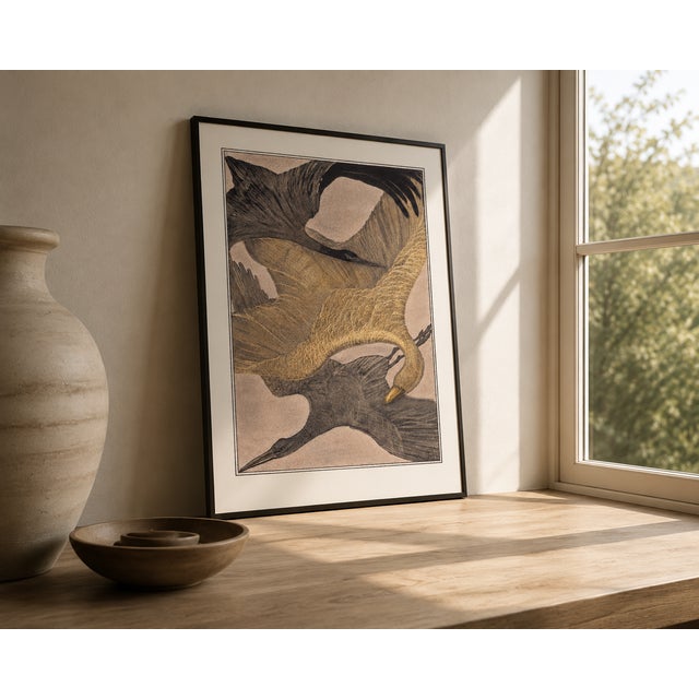 Art Nouveau Atelier Aria Lumae Theodoor Van Hoytema Three Cranes in Flight Dutch Symbolist Fine Art Gallery Board Print 18 X 24 For Sale - Image 3 of 14