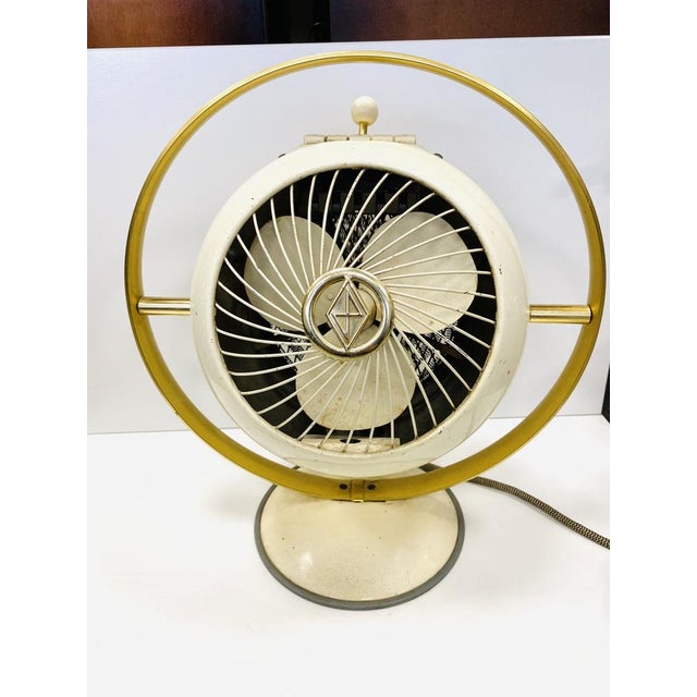 Cream White Fan by Prometheus, 1950s For Sale - Image 9 of 18