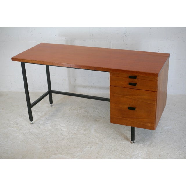Wood and Steel Desk, France, 1960 For Sale - Image 13 of 18