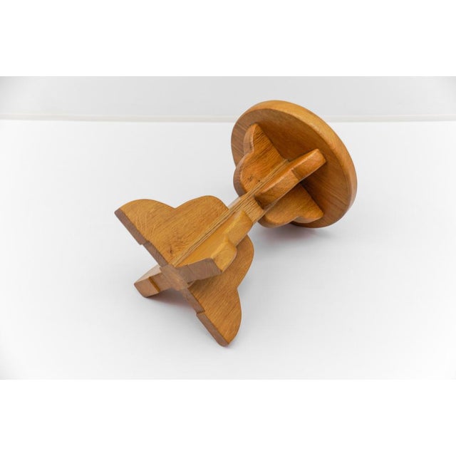 Mid-Century Modern French Oak Stools, 1960s, Set of 2 For Sale - Image 13 of 18