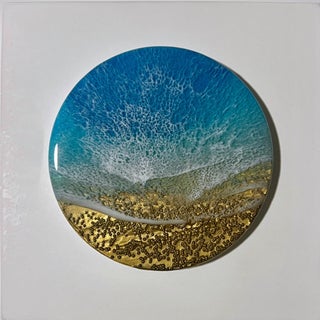 Hope by Ana Hefco | Mixed Media on ceramic depicting a wave and sandy shore. For Sale