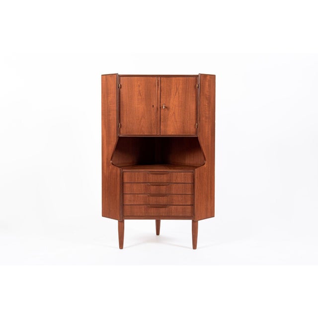 Mid Century Danish Teak Wood Corner Bar Cabinet 1960s For Sale - Image 12 of 13