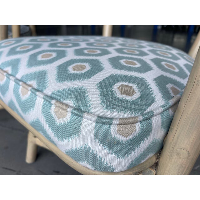 Vintage Organic Modern Rattan Swivel Dining Chairs With Arms and Cane Backs – Set of 6 For Sale - Image 11 of 17