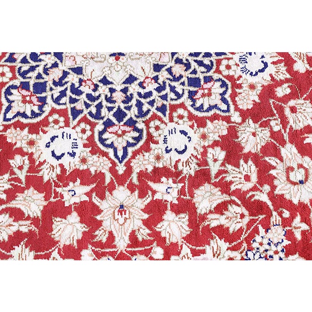 Ghom Silk Rug in Crimson For Sale - Image 5 of 14