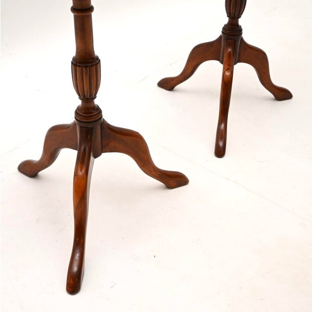 Brown Vintage Georgian Inlaid Yew Wood Wine Tables, 1930, Set of 2 For Sale - Image 8 of 9