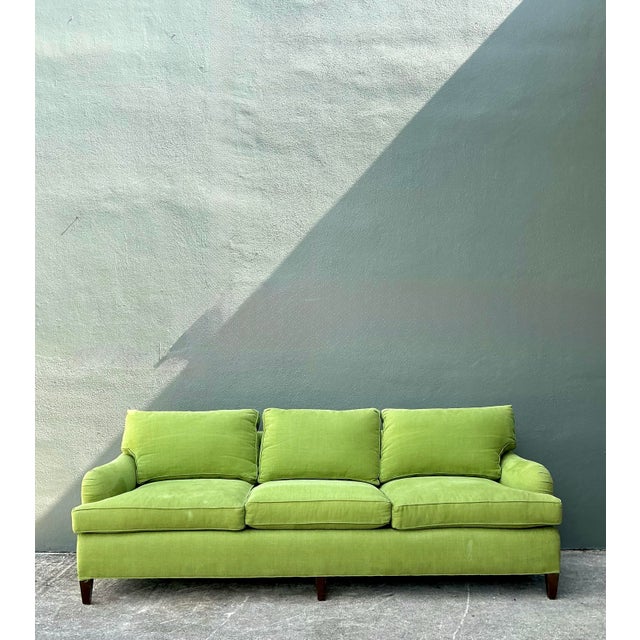 Vintage Baker Chartreuse Roll Arm Sofa For Sale - Image 11 of 12