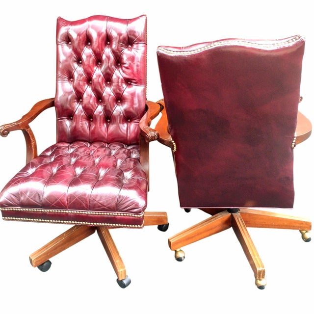 1990s 4 Hancock & Moore Tufted Executive Chairs For Sale - Image 11 of 12