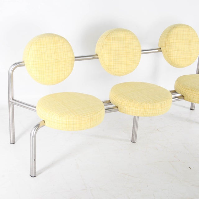 Steel and Fabric Bench, 1980s For Sale - Image 9 of 16