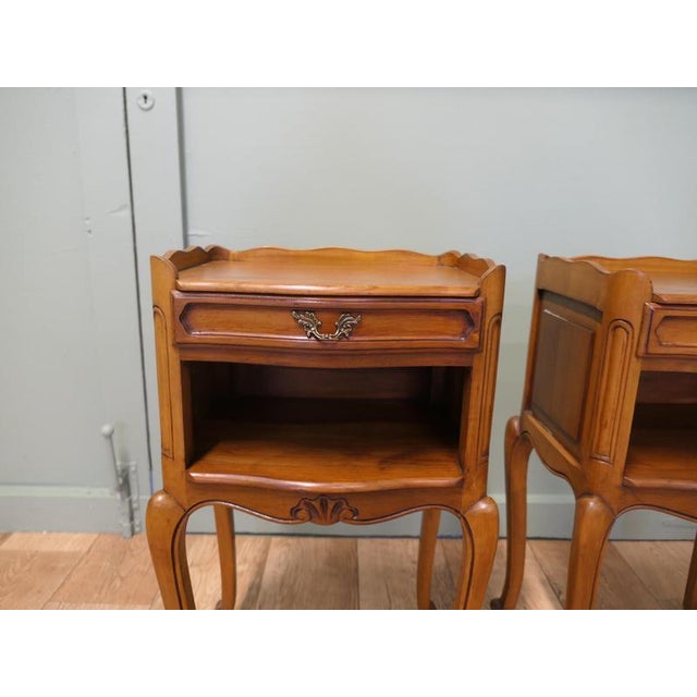 French Cherrywood Bedside Lockers, 1960, Set of 2 For Sale - Image 6 of 11