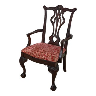 Chippendale Style Ball & Claw Mahogany Armchair For Sale