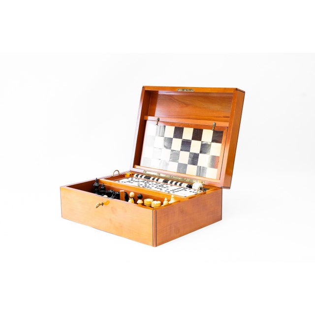 Brown Cherry with Inlay Game Box, 1950s For Sale - Image 8 of 18