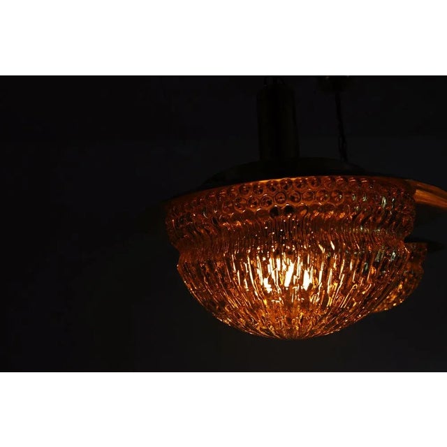 Mid-Century Danish Glass and Brass Chandeliers by Vitrika, Set of 2 For Sale - Image 11 of 17