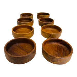Vintage Turned Wooden Bowls - Set of 8