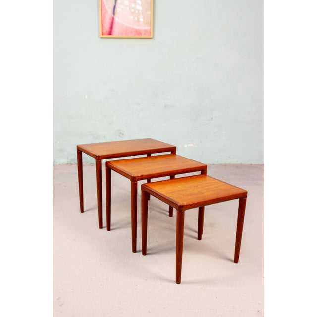 Brown Vintage Danish Bramin Nesting Tables in Teak by H.W. Klein for Bramin, 1960s, Set of 3 For Sale - Image 8 of 15
