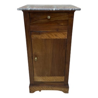 20th Century Biedermeier Nightstand with Marble Top & One-Drawer & Door, 1900s For Sale